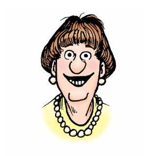 Fiona is an older white woman with brassy hair and an open mouth.