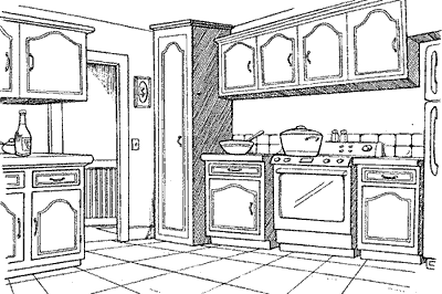 A second angle of the kitchen